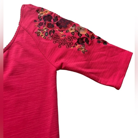 Free People Raspberry Floral Garden Sleeve Embroidered Dress size Small EUC - Picture 12 of 14